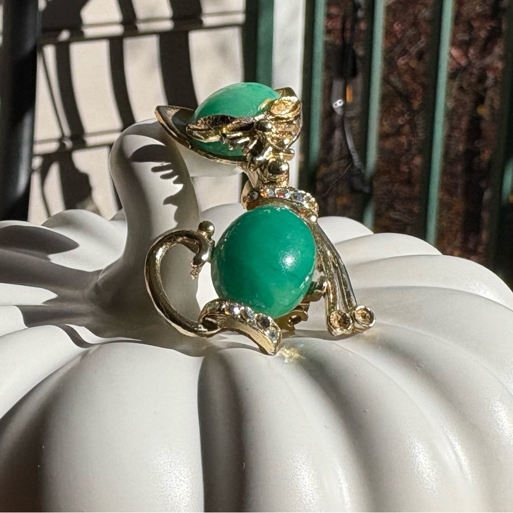 1950s Retro Vintage Cat Brooch – For Repair / Repurpose 🐈‍⬛💚 - Picture 5 of 8